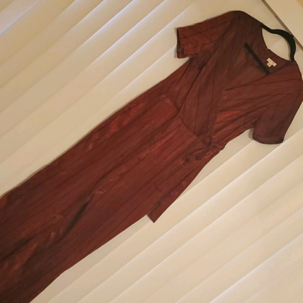 Burgundy silk jumpsuit